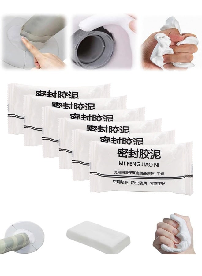 6 Pack White Waterproof Sealers, Repair Sealing Clay, Quick Mending Mud for Drain Connection, Wall Hole, Air Conditioning Hole Waterproof Seal Putty (20g) - Image 1