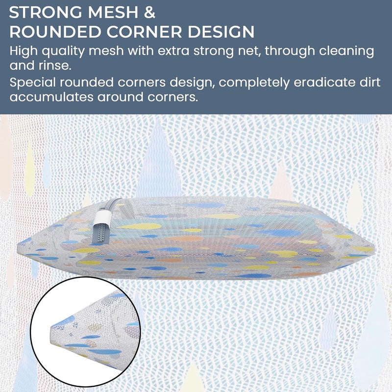 Kuber Industries Set of 15 Polyester Mesh Laundry Bag with Zip Reusable Washing Bags for Washing Machine Ideal for Delicate Fabrics Lingerie Shoes Protection YZ82 Drop Print White - Image 4