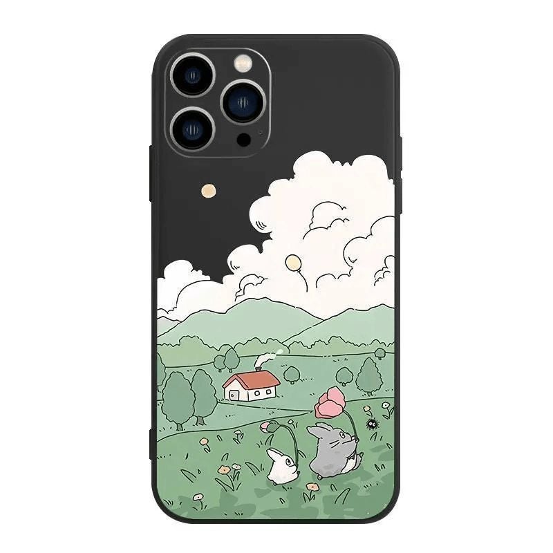 Apple iPhone 16 Pro Summer Totoro Drop-Proof Soft Case (Black)
