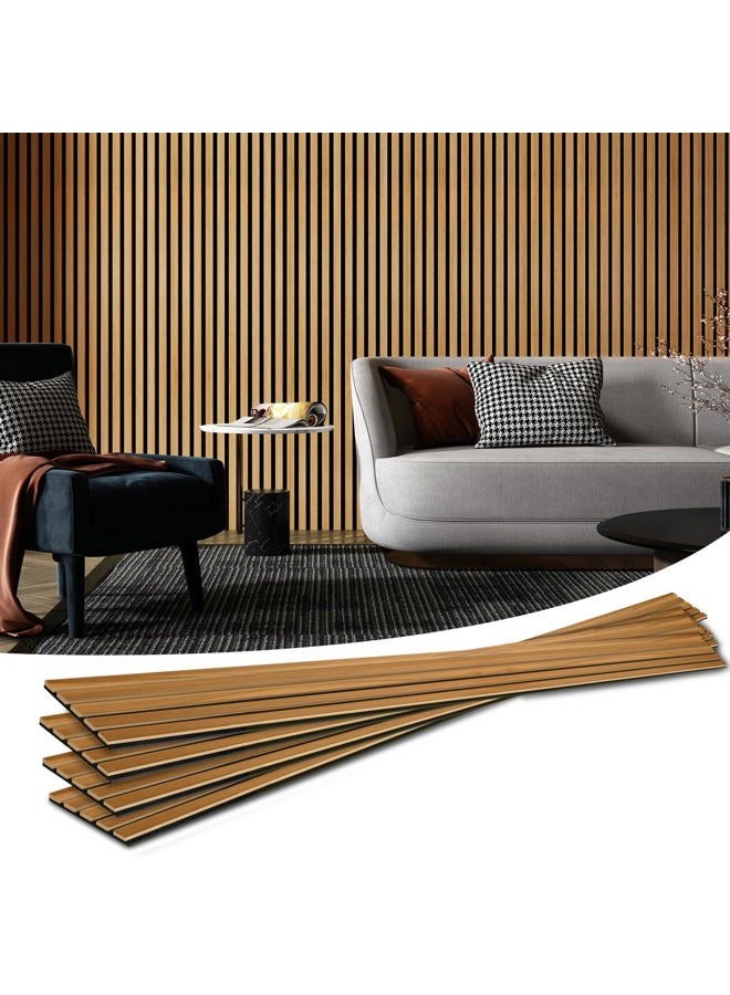 Art3d 4-Pack 94.5 x 7.9 inch Acoustic Wood Slat Wall Panels for Interior Decor, 3D Fluted Sound Absorbing Wood Paneling for Accent Wall Ceiling Kitchen Living Room Bedroom Office, Warm Teak - Image 1