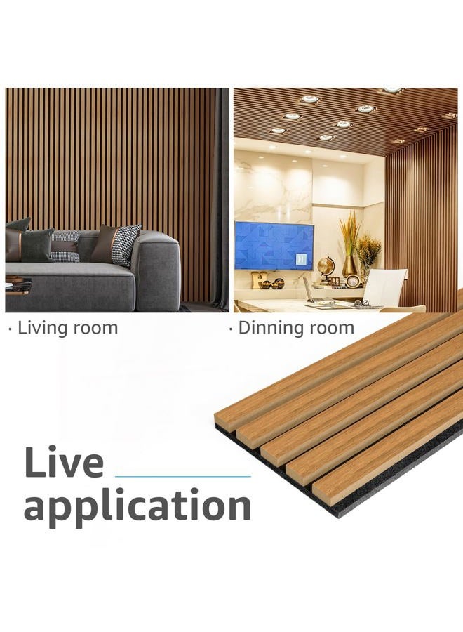 Art3d 4-Pack 94.5 x 7.9 inch Acoustic Wood Slat Wall Panels for Interior Decor, 3D Fluted Sound Absorbing Wood Paneling for Accent Wall Ceiling Kitchen Living Room Bedroom Office, Warm Teak - Image 3