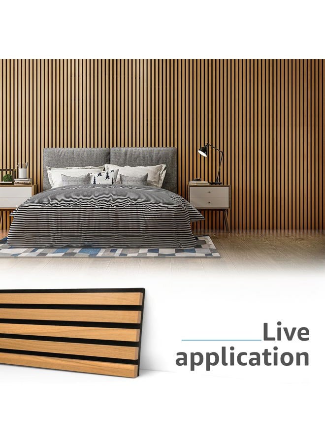 Art3d 4-Pack 94.5 x 7.9 inch Acoustic Wood Slat Wall Panels for Interior Decor, 3D Fluted Sound Absorbing Wood Paneling for Accent Wall Ceiling Kitchen Living Room Bedroom Office, Warm Teak - Image 2