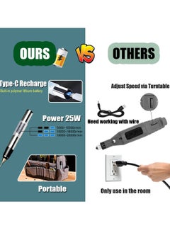 ماركة غير محددة قلم نقش قابل لإعادة الشحن عبر USB مع واجهة Type-C، قلم نقش كهربائي محمول لاسلكي أداة دوارة للمجوهرات والزجاج والخشب والحجر والمعادن والبلاستيك  - Image 3