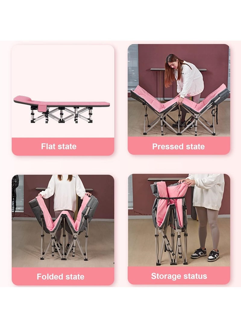 سرير تخييم قابل للطي باللون الوردي المريح للمغامرات الخارجية - Image 2