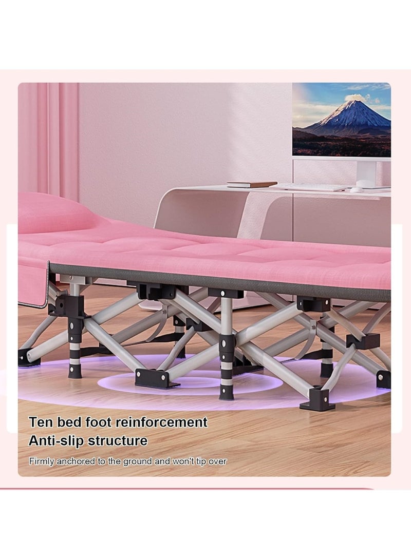 سرير تخييم قابل للطي باللون الوردي المريح للمغامرات الخارجية - Image 4