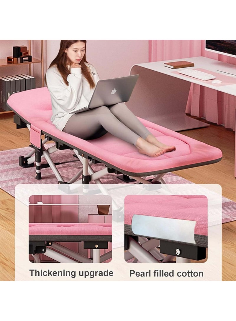 سرير تخييم قابل للطي باللون الوردي المريح للمغامرات الخارجية - Image 5