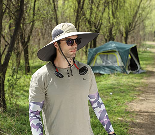 Leotruny Men Wide Brim Sun Hats UPF50+ Waterproof Breathable Bucket Hat for Fishing, Hiking, Camping (C01-khaki) - Image 4
