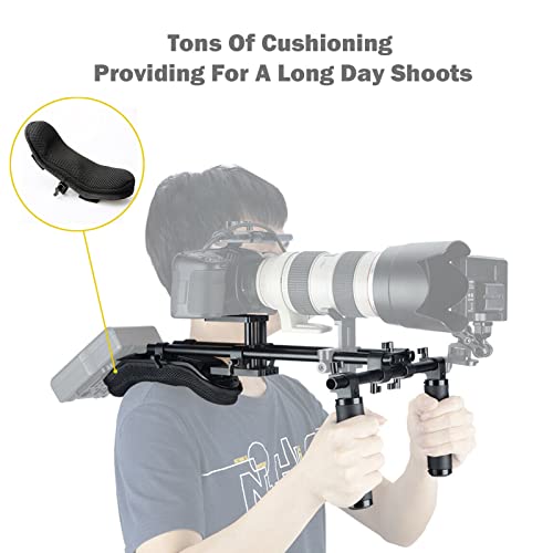 NICEYRIG 15mm Shoulder Pad Rig Support System with Riser Base Plate Mount 15mm Rod and Rod Rail Handle Kit Universal for DSLR Camera Mirrorless Camera 173 - Image 3