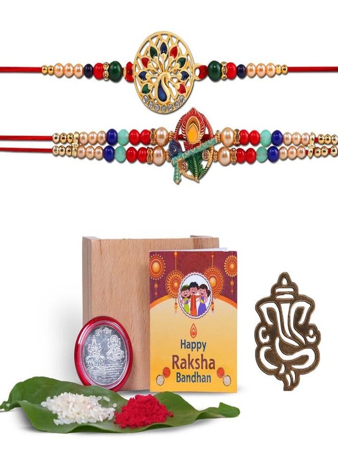 DarkShri مصمم DarkShri Rakhis مع حزمة Roli Chawal - Rakhi للأخ، Bhaiya، Bhabhai،Rakhi مجموعة من 2 A0008 - Image 1