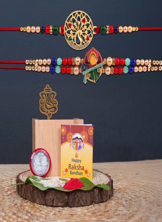 DarkShri مصمم DarkShri Rakhis مع حزمة Roli Chawal - Rakhi للأخ، Bhaiya، Bhabhai،Rakhi مجموعة من 2 A0008 - Image 2