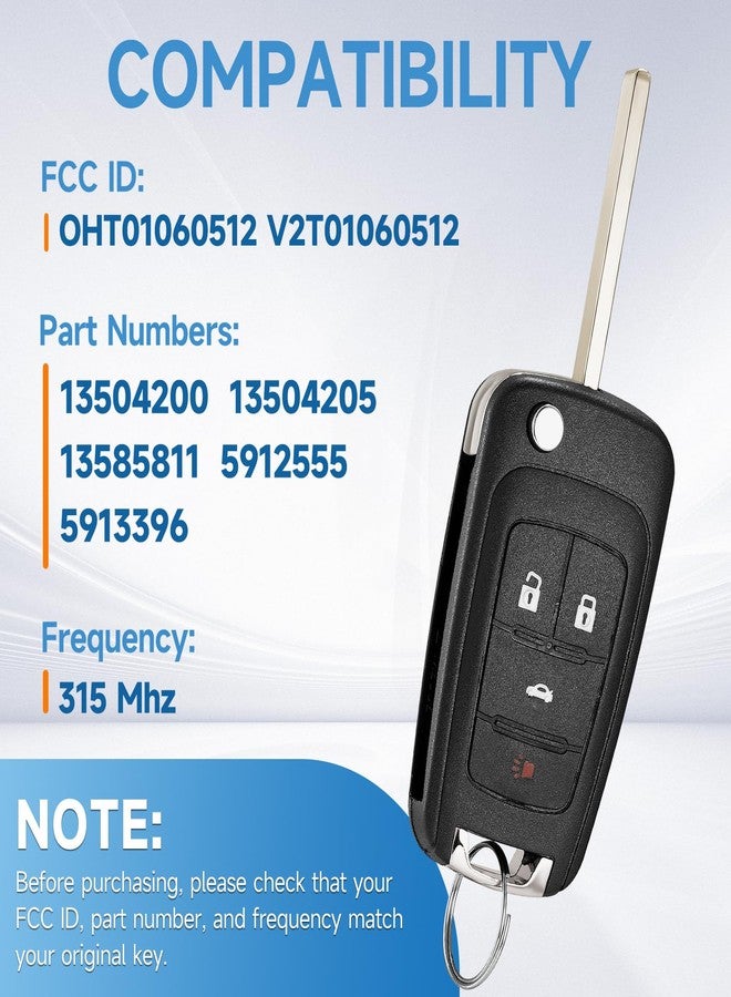 LYFUCESS Flip Key Fob Replacement Remote Fits for Chevy Equinox Camaro 2010-2019 Malibu 2014-2016 Impala 2014-2019 Sonic 2012-2017 Cruze 2011-2016 GMC Terrain Buick Lacrosse Regal Verano Encore Allure Remote - Image 2