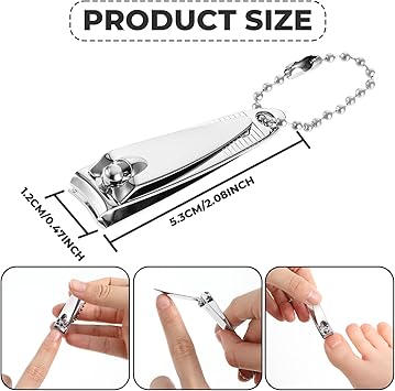 JIYIN 4 Pcs Nail Clipper 2 Mini Nail Clippers Travel Fingernail Clippers with Keychain and Nail File Stainless Steel Nail Cutters Large Small - Image 2