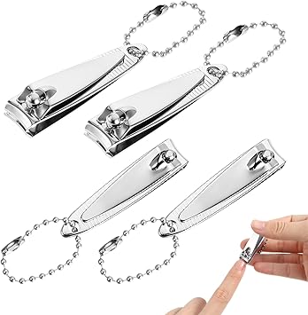 JIYIN 4 Pcs Nail Clipper 2 Mini Nail Clippers Travel Fingernail Clippers with Keychain and Nail File Stainless Steel Nail Cutters Large Small - Image 1