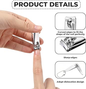 JIYIN 4 Pcs Nail Clipper 2 Mini Nail Clippers Travel Fingernail Clippers with Keychain and Nail File Stainless Steel Nail Cutters Large Small - Image 3