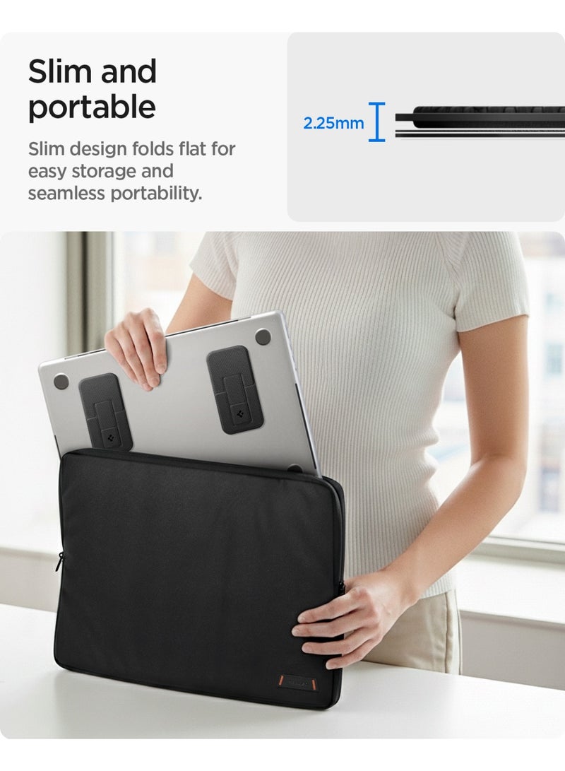 Spigen Slim Fold Adhesive Laptop Stand 2 Piece Foldable Portable Dual Ergonomic Angle Adjustment Lift Anti-Slip Compatible with MacBook Pro, MacBook Air 11"-16" and More - Black (LD201-S2) - Image 4