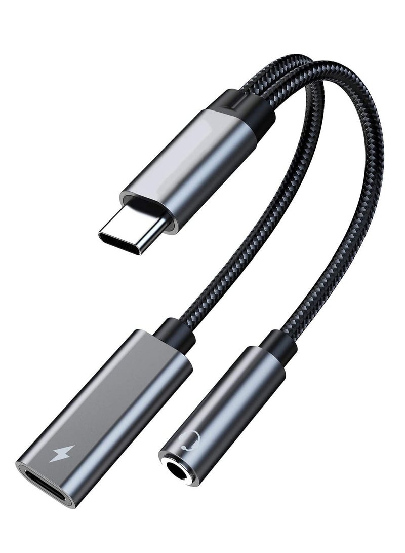 USB c to 3.5mm Headphone and Charger Adapter,2-in-1 USB C PD 3.0 Charging Port to Aux Audio Jack and Fast Charging Dongle Cable Cord Compatible with Samsung S21 S20 S20+ Ultra, Google Pixel 4 3 XL - Image 1