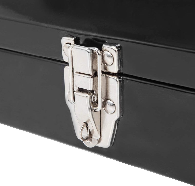 TORIN ATB102B 16" Hip Roof Style Portable Steel Tool Box with Metal Latch Closure, Black - Image 4