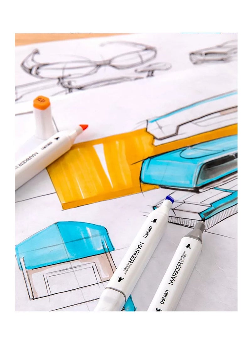 Deli Markers رسم مزدوجة الجوانب 24 قطعة متعددة الألوان - Image 3