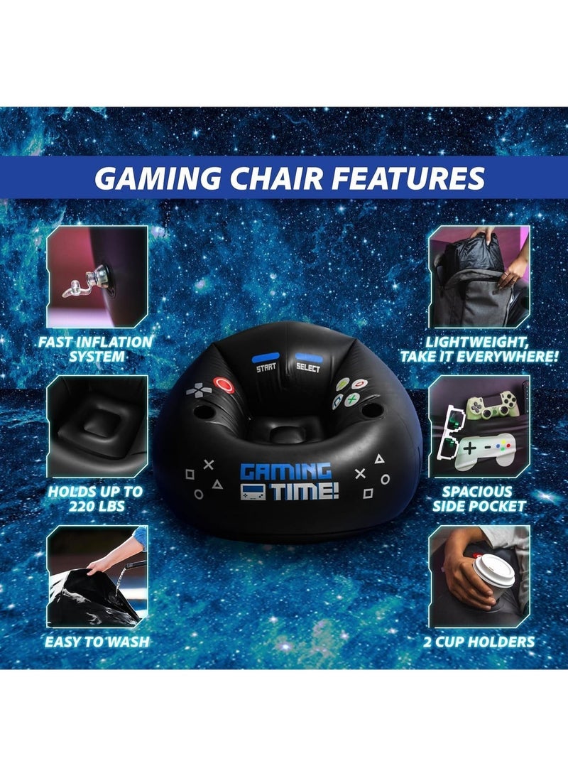 WALALLA 2 Pack Foldable Portable Inflatable Bean Bag Sofa, Inflatable Bean Bag Chairs, Beanless Bag, Inflatable Lounge Chair, Lazy Sofa, Lazy Chair, Air Gaming Chair with Cup Holders and Side Pocket - Image 4