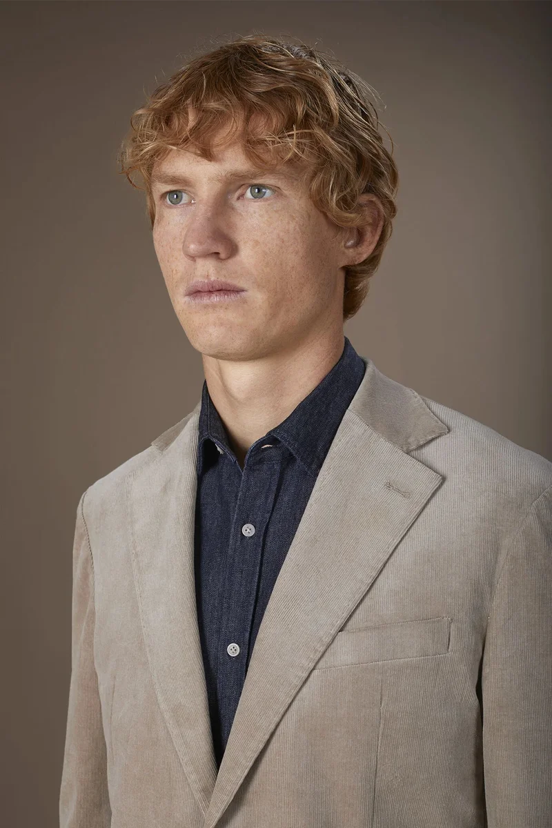 Doppelganger Men's single-breasted velvet jacket - Beige