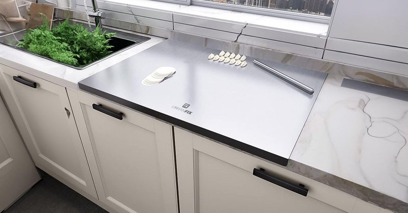 UrbanFix Counter Top Chopping Board Stainless Steel - Extra Large, 60x47x1.2cm Heavy Duty Multipurpose Worktop Platform with Round Edge | Hygiene, Easy to Clean + 25 MM Bend - Image 3