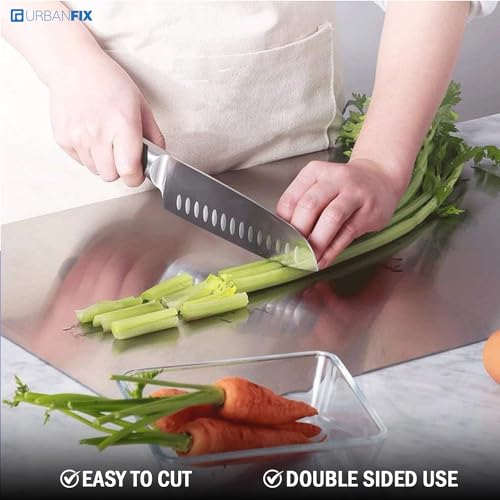 UrbanFix Counter Top Chopping Board Stainless Steel - Extra Large, 60x47x1.2cm Heavy Duty Multipurpose Worktop Platform with Round Edge | Hygiene, Easy to Clean + 25 MM Bend - Image 5