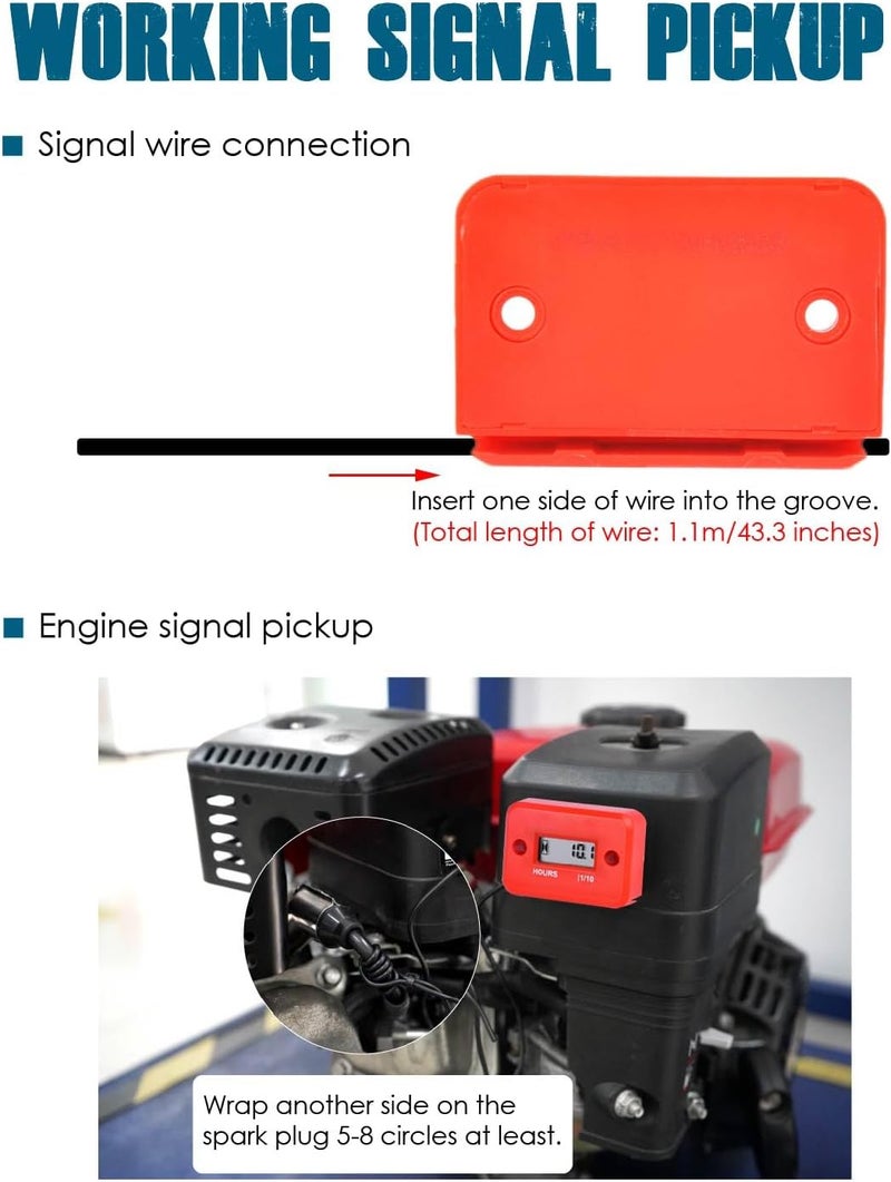Runleader Digital LCD Maintenance Hour Meter for Small Engine,Waterproof Design,Applicable to Gas Engine Powered Lawn Mower Generator Compressor Motorcycle ATV Outboard Motor Chainsaw etc. - Image 5