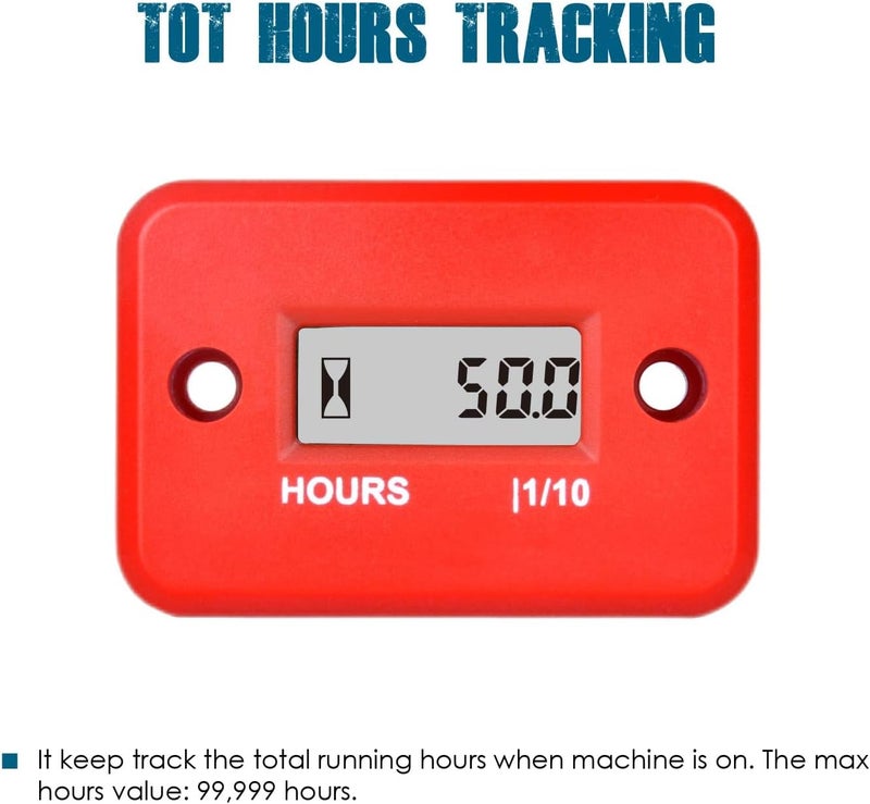 Runleader Digital LCD Maintenance Hour Meter for Small Engine,Waterproof Design,Applicable to Gas Engine Powered Lawn Mower Generator Compressor Motorcycle ATV Outboard Motor Chainsaw etc. - Image 2
