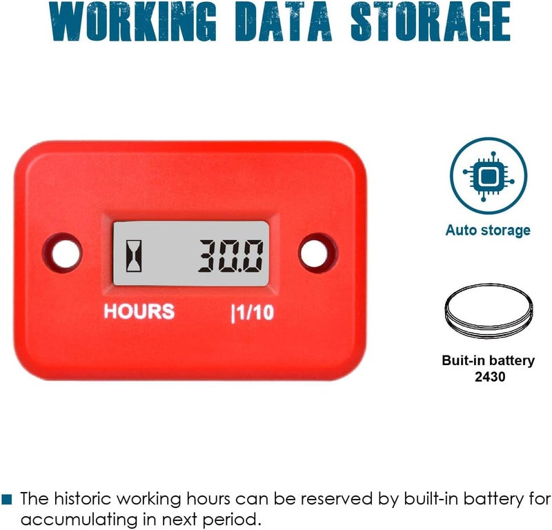 Runleader Digital LCD Maintenance Hour Meter for Small Engine,Waterproof Design,Applicable to Gas Engine Powered Lawn Mower Generator Compressor Motorcycle ATV Outboard Motor Chainsaw etc. - Image 3
