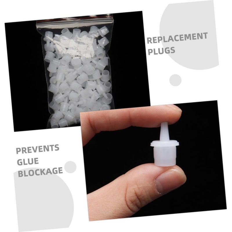Healeved 200pcs Eyelash Extension Glue Bottle Caps Replacement Lash Glue Bottle Nozzle Caps Prevent Clogging Safe Material Salon Home Use - Image 3