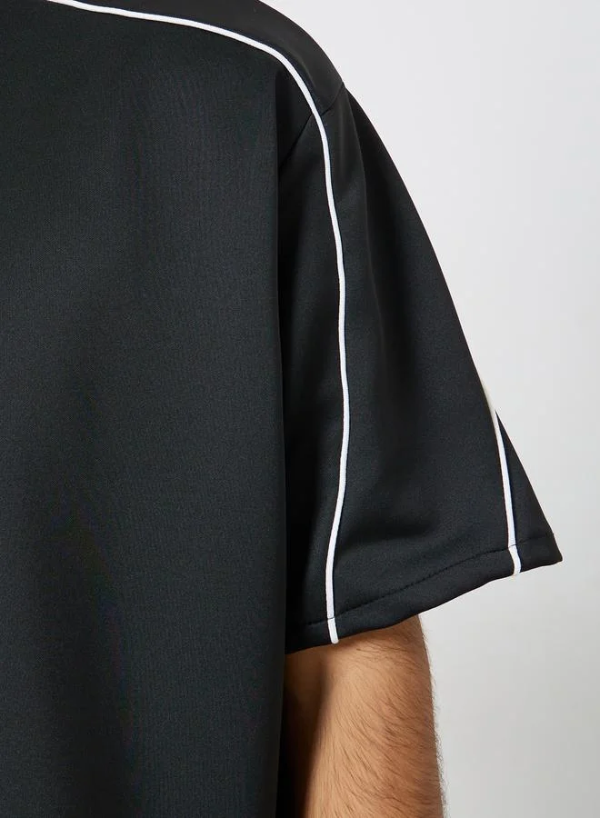 Styli  Men Black Oversized Piping Detail T-Shirt and Pants Co-Ords for Men | Best Price UAE
