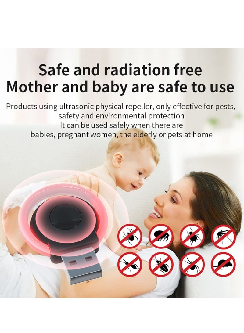 طرد آفات بالموجات فوق الصوتية ٢ حزمة، صديق للبيئة داخلية إلكترونية قابلة للتوصيل مع ٣ أوضاع، مثالي للمنزل، المكتب، الفندق، والسيارة (أسود وأبيض) - Image 4