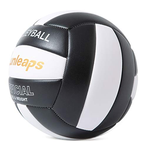 Runleaps Volleyball, Waterproof Indoor Outdoor Volleyball for Beach Game Gym Training, Official Size 5 (Black/White) - Image 2
