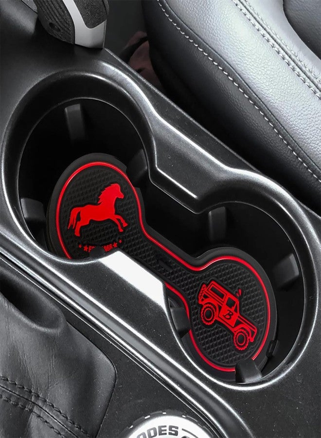 LSAUTO for Ford Bronco 2021.2022 Car Cup Holder Coaster, Car Decorative Water Coaster, Beverage Coaster, Silicone Cup Holder Coaster, Car Accessories Pad (Red) - Image 4