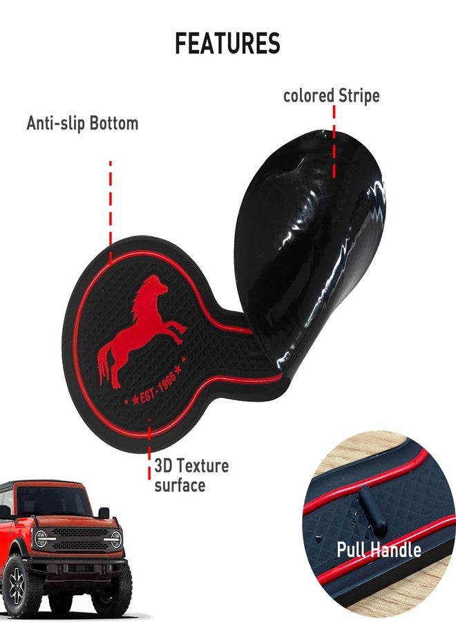 LSAUTO for Ford Bronco 2021.2022 Car Cup Holder Coaster, Car Decorative Water Coaster, Beverage Coaster, Silicone Cup Holder Coaster, Car Accessories Pad (Red) - Image 5