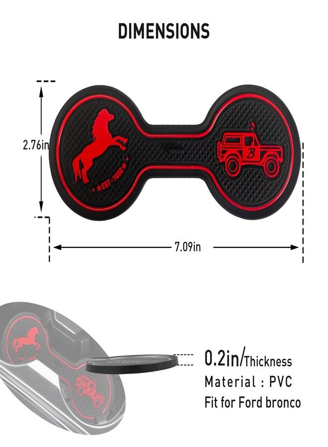 LSAUTO for Ford Bronco 2021.2022 Car Cup Holder Coaster, Car Decorative Water Coaster, Beverage Coaster, Silicone Cup Holder Coaster, Car Accessories Pad (Red) - Image 3