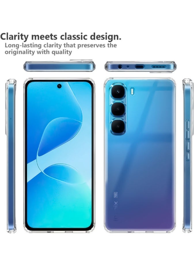 جراب متوافق مع هاتف Infinix Hot 60 Pro، جراب شفاف ومرن من مادة TPU (سيليكون ناعم) مقاوم للخدش ويوفر حماية للكاميرا - شفاف - Image 3