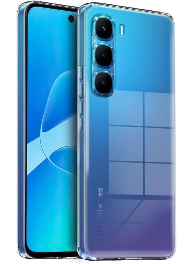 جراب متوافق مع هاتف Infinix Hot 60 Pro، جراب شفاف ومرن من مادة TPU (سيليكون ناعم) مقاوم للخدش ويوفر حماية للكاميرا - شفاف - Image 1