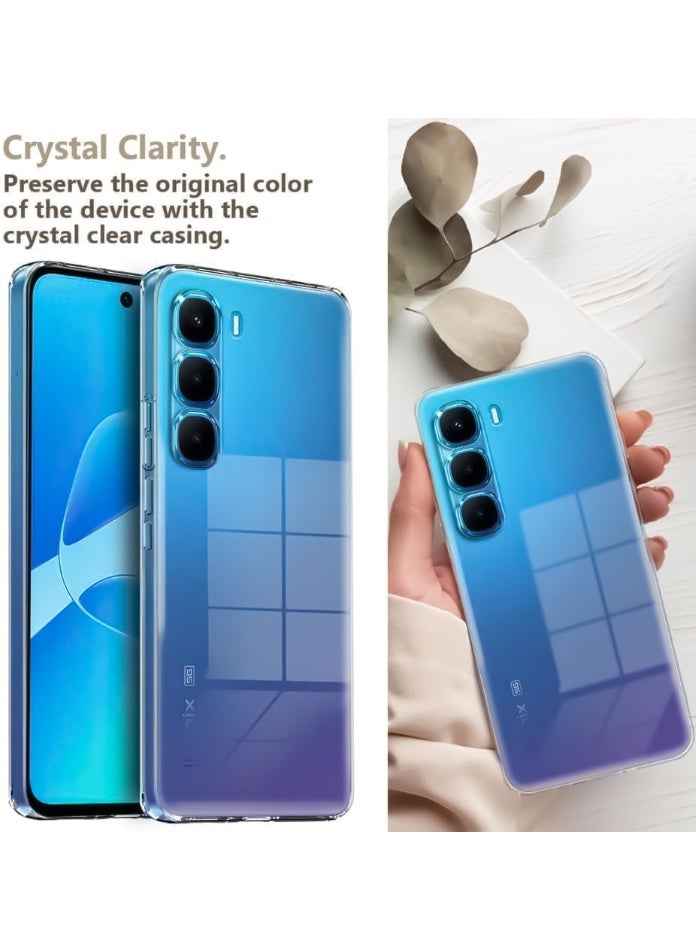 جراب متوافق مع هاتف Infinix Hot 60 Pro، جراب شفاف ومرن من مادة TPU (سيليكون ناعم) مقاوم للخدش ويوفر حماية للكاميرا - شفاف - Image 4