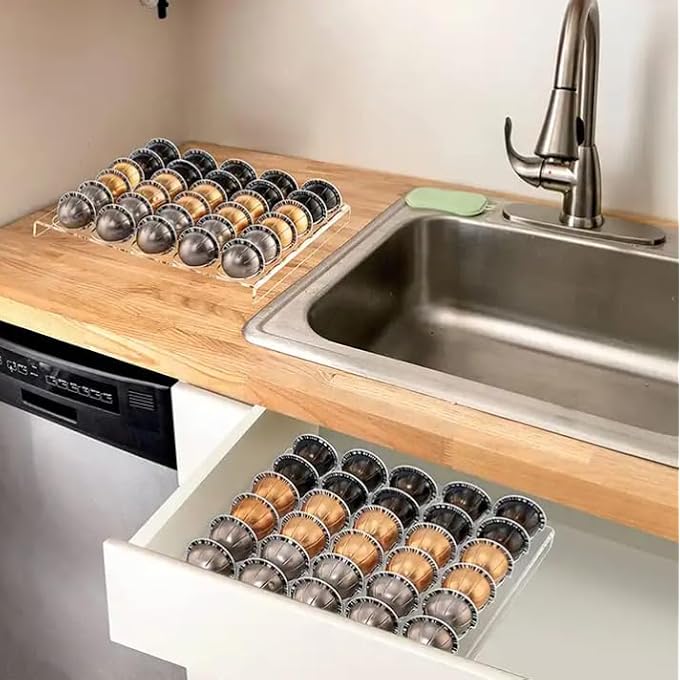 Unity Drawer Insert Coffee Pod Holder Storage Organizer Tray For Vertuoline Capsule Holds 60 Pods 2Pcs - Image 5