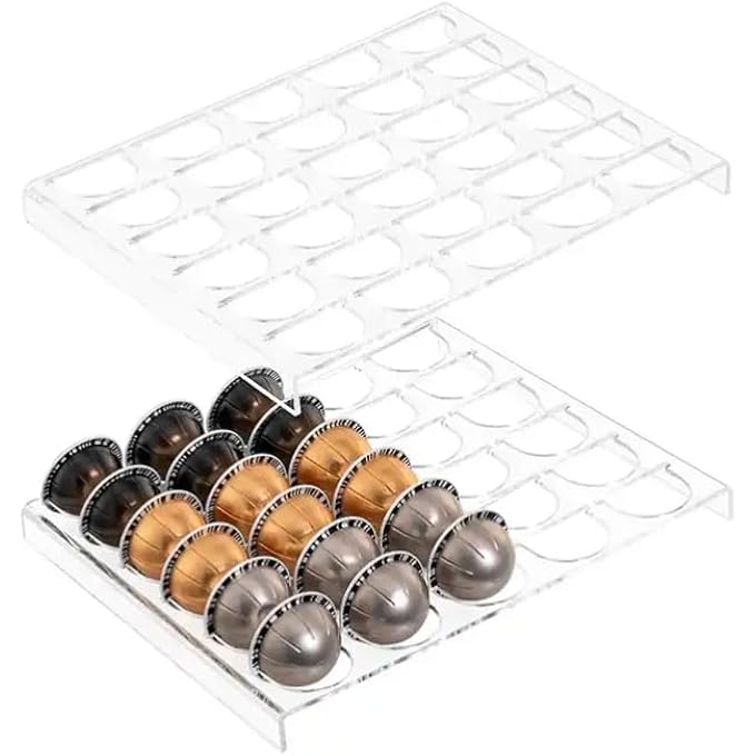Unity Drawer Insert Coffee Pod Holder Storage Organizer Tray For Vertuoline Capsule Holds 60 Pods 2Pcs - Image 1