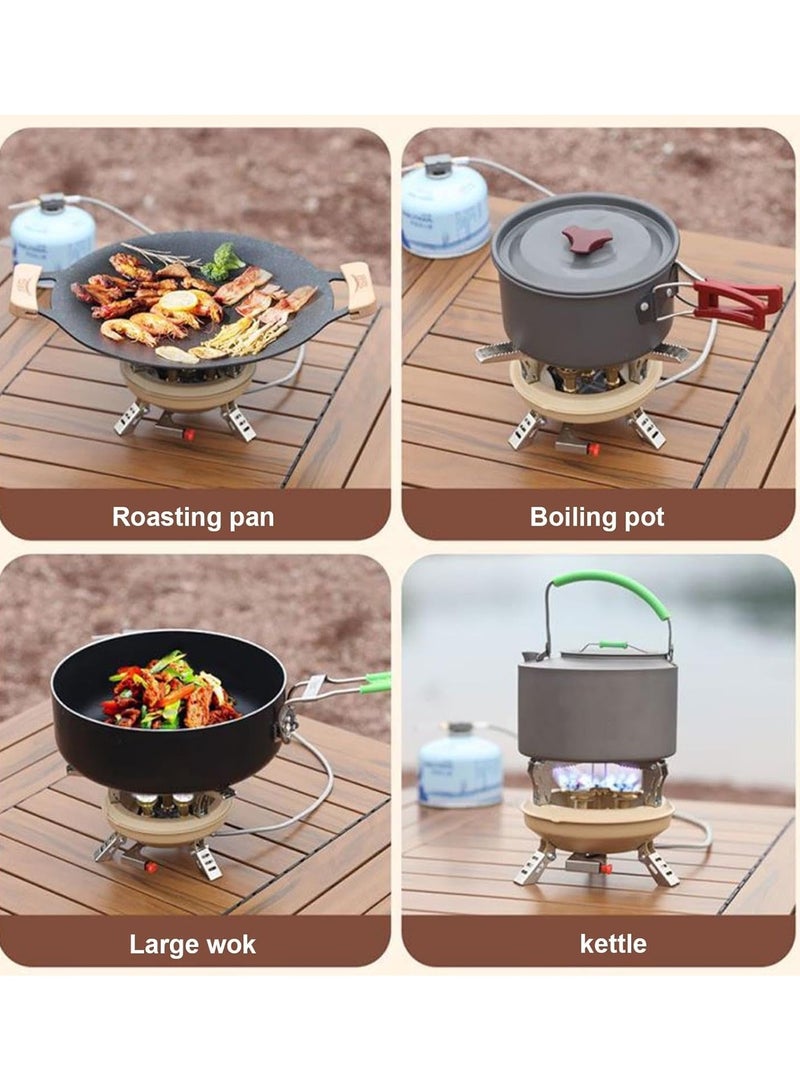 المؤسس مواقد التخييم، موقد غاز محمول بخمسة شعلات مع خرطوم غاز ممتد وحقيبة حمل - مثالي للتخييم والسفر والمغامرات الخارجية - Image 2