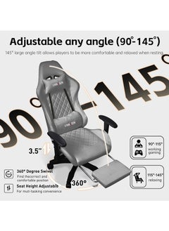 VINNYSEN Gaming Chair Computer Chair with Footrest Racing Ergonomic Chair Leather Reclining Video Game Chair Lifting Armrest High Back Gamer Chair with Headrest and Lumbar Support  - Image 2