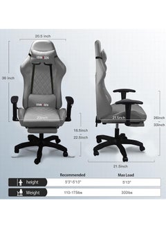 VINNYSEN Gaming Chair Computer Chair with Footrest Racing Ergonomic Chair Leather Reclining Video Game Chair Lifting Armrest High Back Gamer Chair with Headrest and Lumbar Support  - Image 4