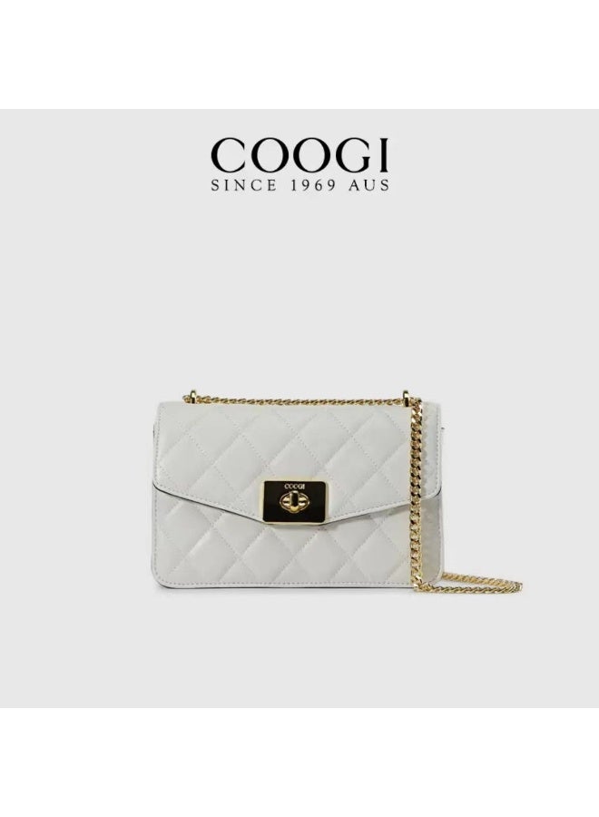 COOGI Lady's Luxury Bags: Leather Petite Chino Grid Chain Bag - Fashionable Single Shoulder Crossbody Bag - Image 1