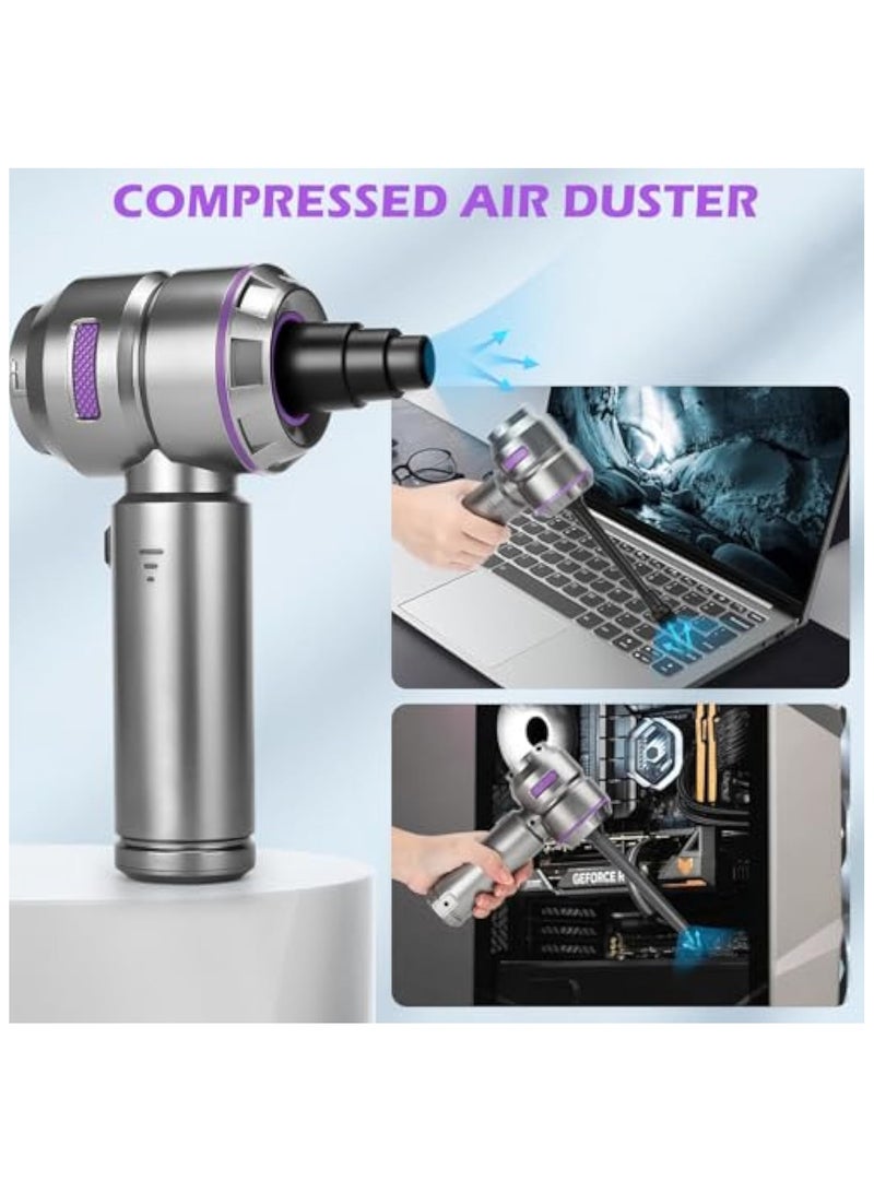 آسي بلاي مكنسة كهربائية محمولة بدون سلك، شفط قوي 16kPa مكنسة سيارات بمحرك بدون فرش، منفاخ ونافخ هواء 4 في 1، مصباح LED، شحن سريع من نوع C، مكنسة صغيرة محمولة للمنزل والحيوانات الأليفة - Image 4