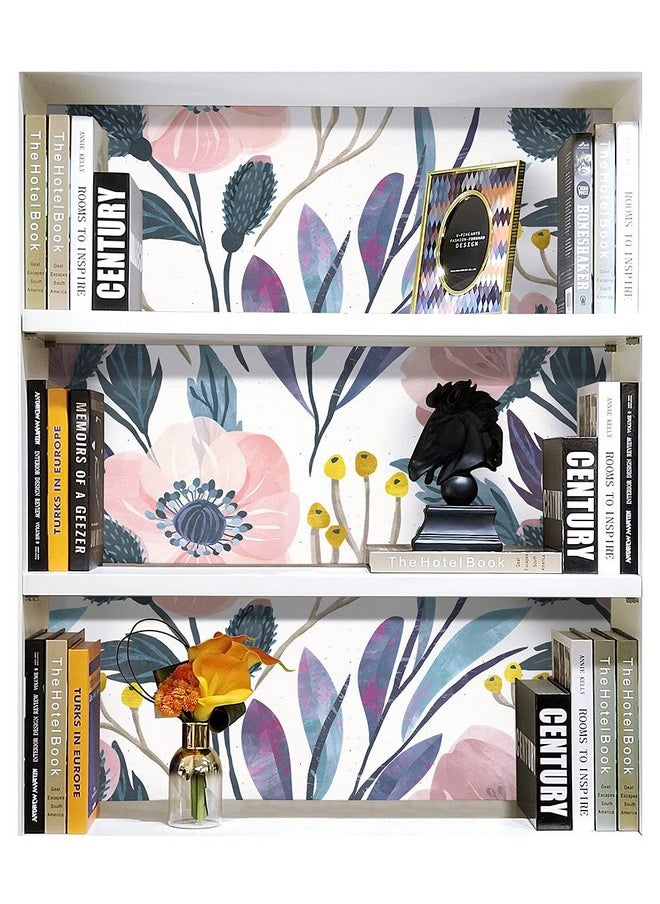 HAOKHOME HAOKHOME 93019 Floral Peel and Stick Wallpaper Removable Pink/Blue/Yellow Vinyl Self Adhesive Shelf Liner 17.7in x 9.8ft  - Image 3