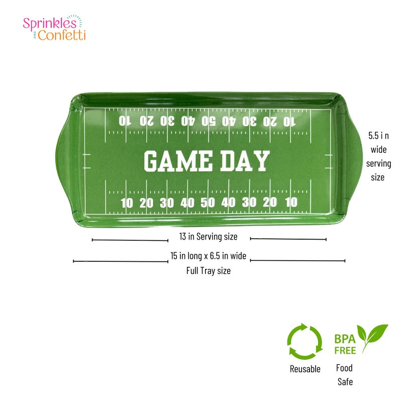 Sprinkles & Confetti Premium Football Melamine Serving Tray Reusable & Durable Platter for Game Day, Tailgates, Birthdays, Sports Parties Ideal for Appetizers, Charcuterie, Cupcakes & Snacks - Image 2