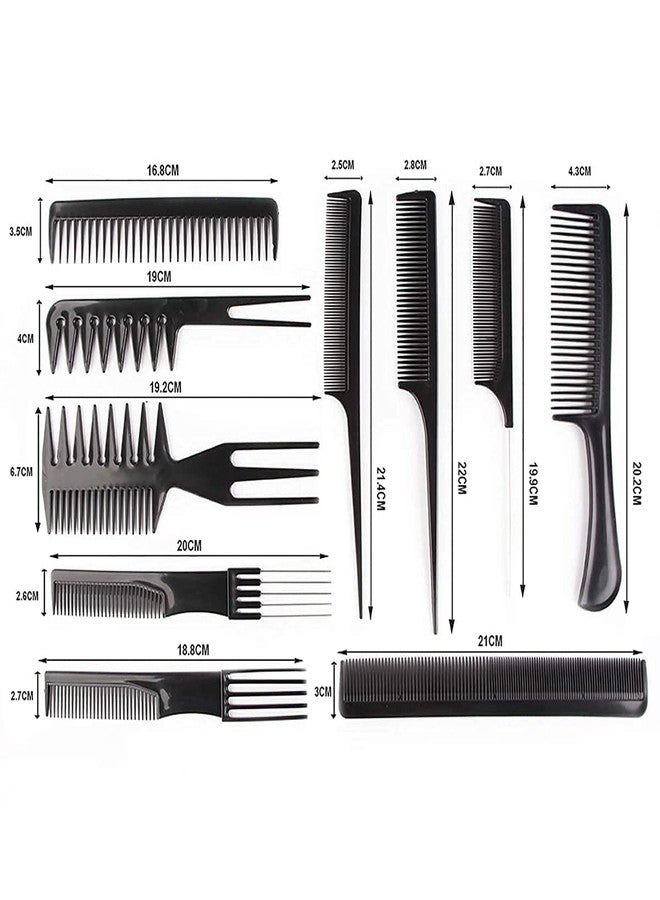 Calitate24 10Pcs Hair Combs Set Wide Tooth Comb Anti-static Barber Comb Fine Hair Styling Comb Professional Hairdressing Comb Detangling Combs Rat Tail Comb for Long Thick Curly Hair Men Women with Hair Brush - Image 2