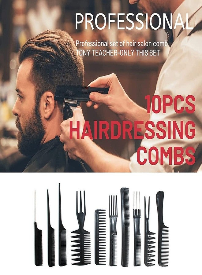 Calitate24 10Pcs Hair Combs Set Wide Tooth Comb Anti-static Barber Comb Fine Hair Styling Comb Professional Hairdressing Comb Detangling Combs Rat Tail Comb for Long Thick Curly Hair Men Women with Hair Brush - Image 5